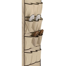 Load image into Gallery viewer, Tan 27-inch Portable Storage Closet Wardrobe with Shoe Organizer