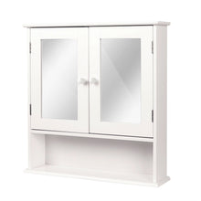 Load image into Gallery viewer, White 2-Door Mirrored Medicine Cabinet with Open Shelf