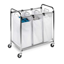 Load image into Gallery viewer, Heavy Duty Commercial Grade Laundry Sorter Hamper Cart in White Chrome