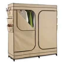 Load image into Gallery viewer, Khaki Double Door Wardrobe Portable Clothes Closet with Shoe Storage