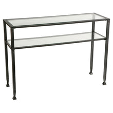Load image into Gallery viewer, Metal Glass Top Sofa Table Occasional Console Table with Shelf