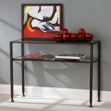 Load image into Gallery viewer, Metal Glass Top Sofa Table Occasional Console Table with Shelf