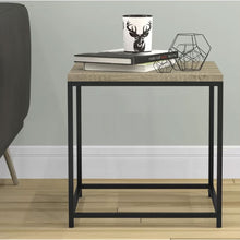 Load image into Gallery viewer, Modern Metal Frame End Table Nightstand with Taupe Finish Wood Top Side Table