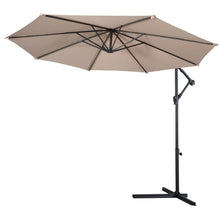 Load image into Gallery viewer, Beige 10-Ft Outdoor Steel Pole Tilt Crank Offset Patio Umbrella
