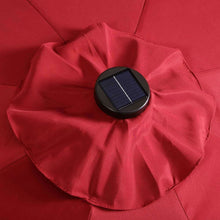 Load image into Gallery viewer, Burgundy 9-Ft Patio Umbrella with Steel Pole Crank Tilt and Solar LED Lights