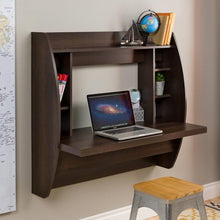 Load image into Gallery viewer, Modern Floating Wall Mounted Home Office Computer Desk in Brown Wood Finish