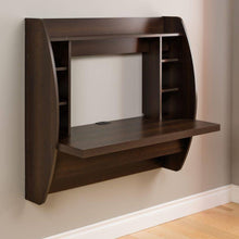 Load image into Gallery viewer, Modern Floating Wall Mounted Home Office Computer Desk in Brown Wood Finish