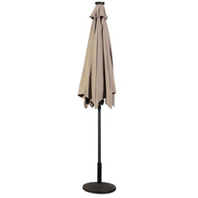 Load image into Gallery viewer, Beige 9-Ft Patio Umbrella with Steel Pole Crank Tilt and Solar LED Lights