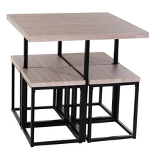 Load image into Gallery viewer, Farmhouse 5 Piece Square Natural Wood Steel Kitchen Dining Set