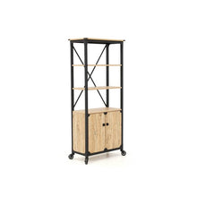 Load image into Gallery viewer, Mesquite FarmHome 3 Tier Entryway Bookcase Storage Cabinet Fixed Casters