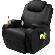 Load image into Gallery viewer, Black Swivel Heat & Massage Recliner Chair 5 Modes Remote Control
