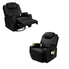 Load image into Gallery viewer, Black Swivel Heat & Massage Recliner Chair 5 Modes Remote Control