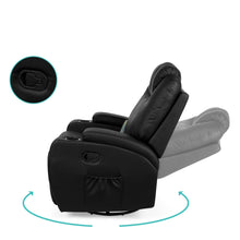 Load image into Gallery viewer, Black Swivel Heat & Massage Recliner Chair 5 Modes Remote Control
