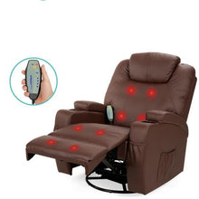 Load image into Gallery viewer, Brown Swivel Heat & Massage Recliner Chair 5 Modes Remote Control