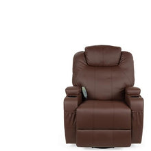 Load image into Gallery viewer, Brown Swivel Heat & Massage Recliner Chair 5 Modes Remote Control