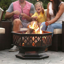 Load image into Gallery viewer, 24 Inch Steel Distressed Bronze Lattice Design Fire Pit With Cover