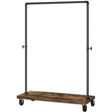 Load image into Gallery viewer, Rustic Industrial Laundry Pipe Garment Rack Lockable Wheels