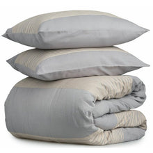 Load image into Gallery viewer, King size 100% Cotton Gray/Taupe Linen Stripe Comforter Set