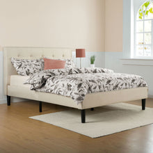 Load image into Gallery viewer, King size Taupe Beige Upholstered Platform Bed Frame with Headboard