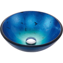 Load image into Gallery viewer, Round Blue Tempered Glass Vessel Bathroom Sink