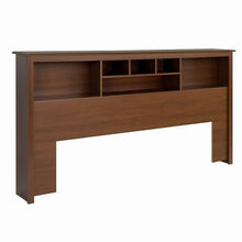 Load image into Gallery viewer, King size Bookcase Headboard Book Shelf in Dark Cherry Wood Finish