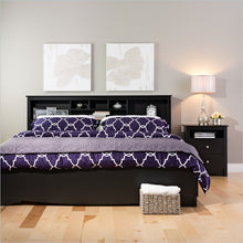 Load image into Gallery viewer, King size Bookcase Headboard in Black Wood Finish