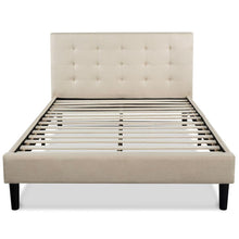Load image into Gallery viewer, King size Upholstered Platform Bed Frame with Button Tufted Headboard in Taupe