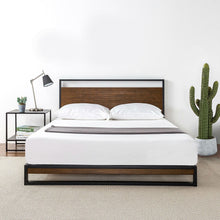 Load image into Gallery viewer, King size Metal Wood Platform Bed Frame with Headboard