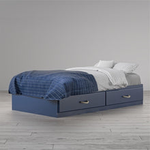 Load image into Gallery viewer, Twin Size Blue Platform Bed with 2 Storage Drawers Rope Handles