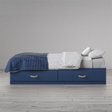 Load image into Gallery viewer, Twin Size Blue Platform Bed with 2 Storage Drawers Rope Handles