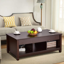 Load image into Gallery viewer, Brown Wood Lift Top Coffee Table with Hidden Storage Space