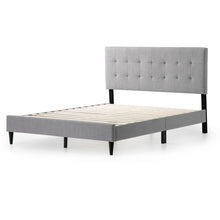 Load image into Gallery viewer, Queen size Stone Gray Upholstered Tufted Platform Bed Frame with Headboard