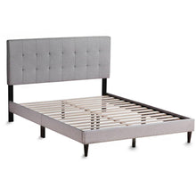 Load image into Gallery viewer, Queen size Stone Gray Upholstered Tufted Platform Bed Frame with Headboard