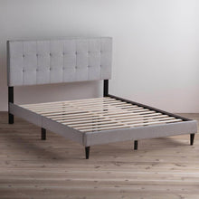 Load image into Gallery viewer, Queen size Stone Gray Upholstered Tufted Platform Bed Frame with Headboard