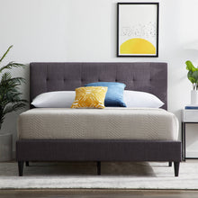 Load image into Gallery viewer, Queen size Dark Gray Upholstered Tufted Platform Bed Frame