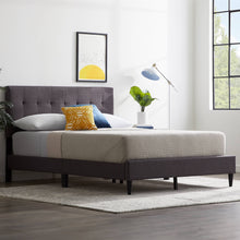 Load image into Gallery viewer, Queen size Dark Gray Upholstered Tufted Platform Bed Frame