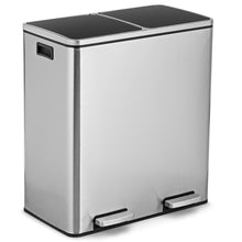 Load image into Gallery viewer, Modern Dual Compartment 16-Gallon Trash Can Recycle Bin with Step Pedal Design