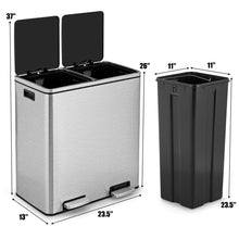 Load image into Gallery viewer, Modern Dual Compartment 16-Gallon Trash Can Recycle Bin with Step Pedal Design
