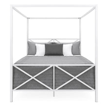 Load image into Gallery viewer, Queen size Modern Industrial Style White Metal Canopy Bed Frame