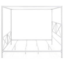 Load image into Gallery viewer, Queen size Modern Industrial Style White Metal Canopy Bed Frame
