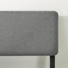 Load image into Gallery viewer, Full Size Grey Soft Fabric Metal Headboard Platform Bed Wooden Slats