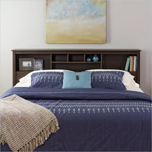 Load image into Gallery viewer, King size Bookcase Headboard in Espresso Wood Finish
