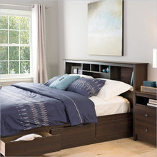 Load image into Gallery viewer, King size Bookcase Headboard in Espresso Wood Finish