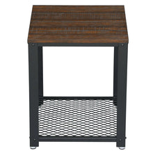 Load image into Gallery viewer, Modern Industrial Metal Wood Nightstand Side Table with Mesh Shelf
