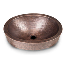 Load image into Gallery viewer, Oval Hammered Copper Bathroom Sink Drop-in or Vessel