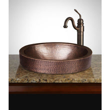 Load image into Gallery viewer, Oval Hammered Copper Bathroom Sink Drop-in or Vessel