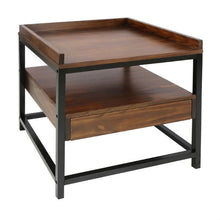 Load image into Gallery viewer, Modern Solid Wood 1-Drawer End Table Nightstand in Mocha Brown and Black Finish