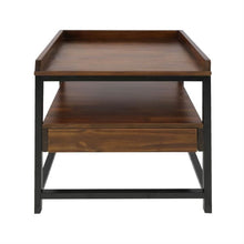 Load image into Gallery viewer, Modern Solid Wood 1-Drawer End Table Nightstand in Mocha Brown and Black Finish
