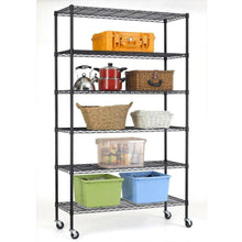 Load image into Gallery viewer, Heavy Duty 6-Shelf Adjustable Metal Shelving Rack with Casters