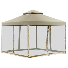 Load image into Gallery viewer, 10 x 10 Ft Outdoor Gazebo with Tan Brown Polyester Canopy and Mesh Side Walls